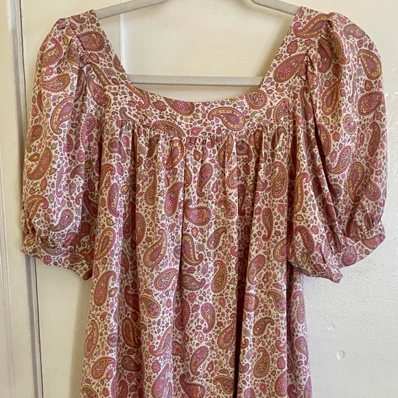 Doen Tybee Mini Dress Pink Paisley Print 100% Silk Size XS - Picture 5 of 9